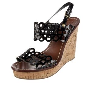 Tory Burch Black Cut-Out Wedges